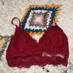 Gilly Hicks Burgundy Lace Bralette with Scalloped Edges
